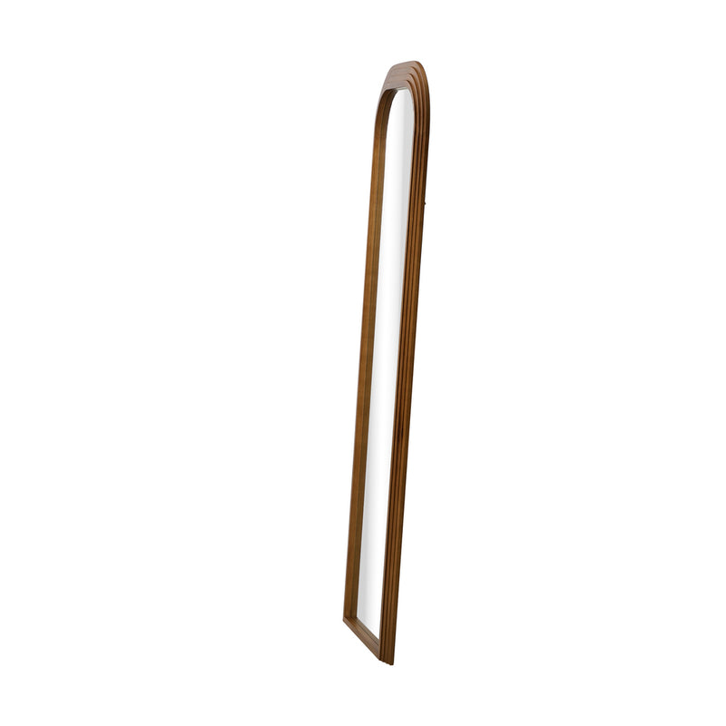 Oikiture Full Length Arch Mirror 165x60cm Brown Wood Top Round Corner