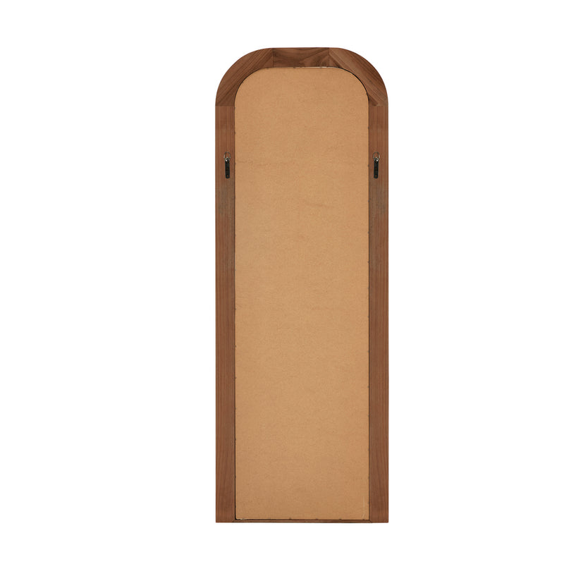 Oikiture Full Length Arch Mirror 165x60cm Brown Wood Top Round Corner