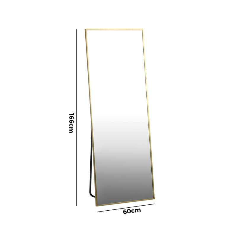 Oikiture Full Length Mirror Rectangle Free Standing Gold