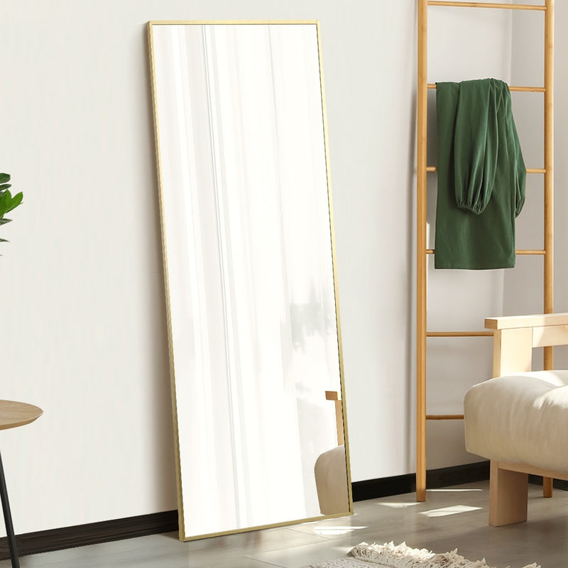 Oikiture Full Length Mirror Rectangle Free Standing Gold