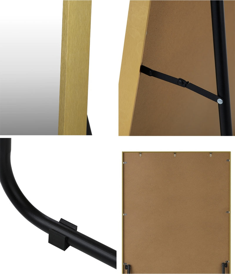 Oikiture Full Length Mirror Rectangle Free Standing Gold