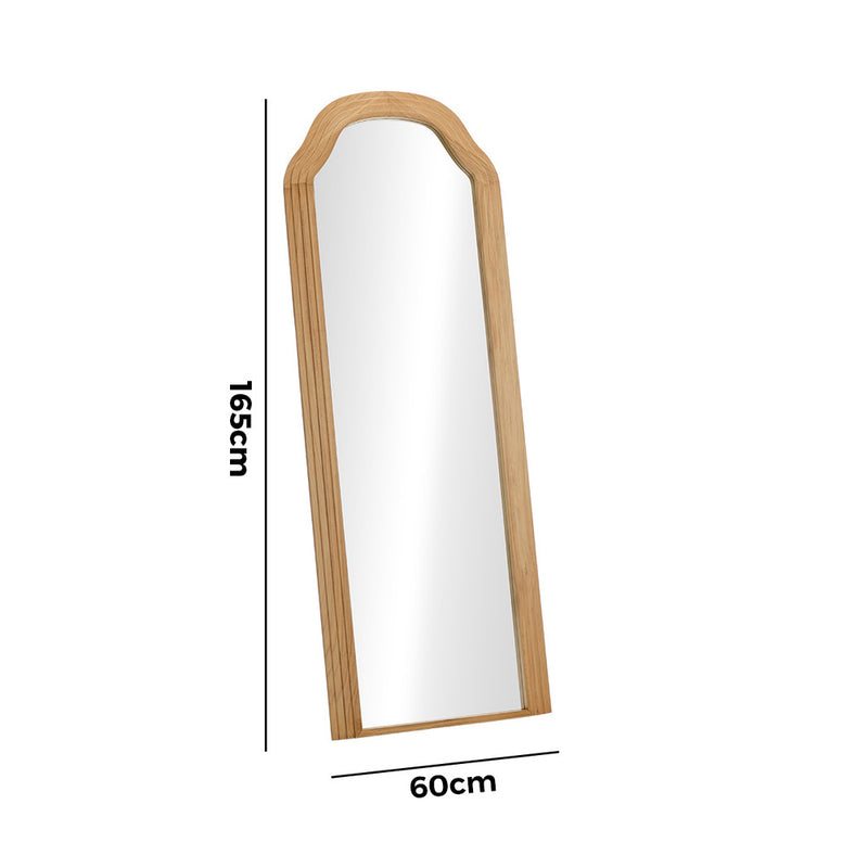 Oikiture Full Length Floor Makeup Mirror 165x60cm Natural Wood Bedroom