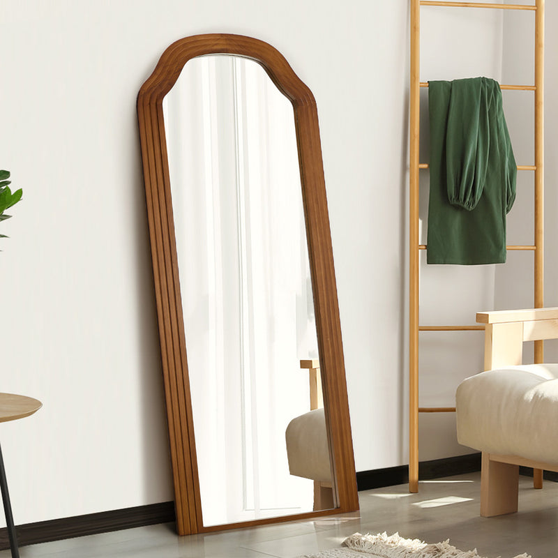 Oikiture Full Length Floor Makeup Mirrors 165x60cm Brown Wood Bedroom