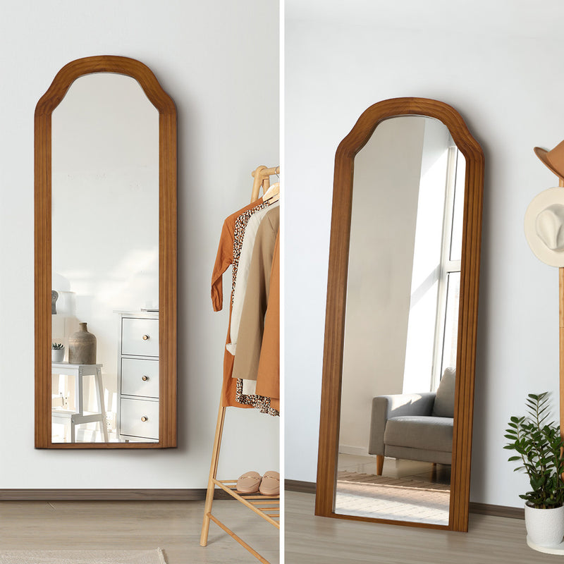 Oikiture Full Length Floor Makeup Mirrors 165x60cm Brown Wood Bedroom