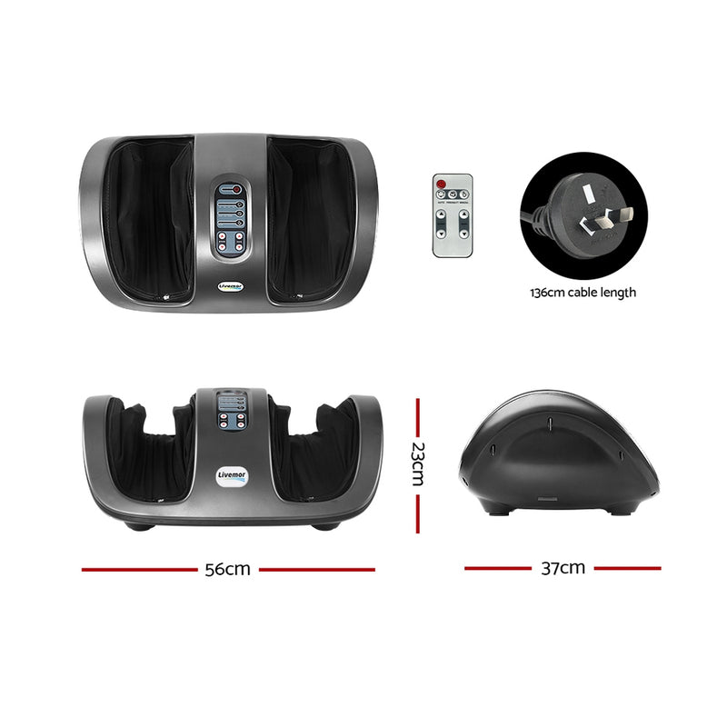 Livemor Foot Massager Shiatsu Massagers Electric Roller Kneading Leg Grey
