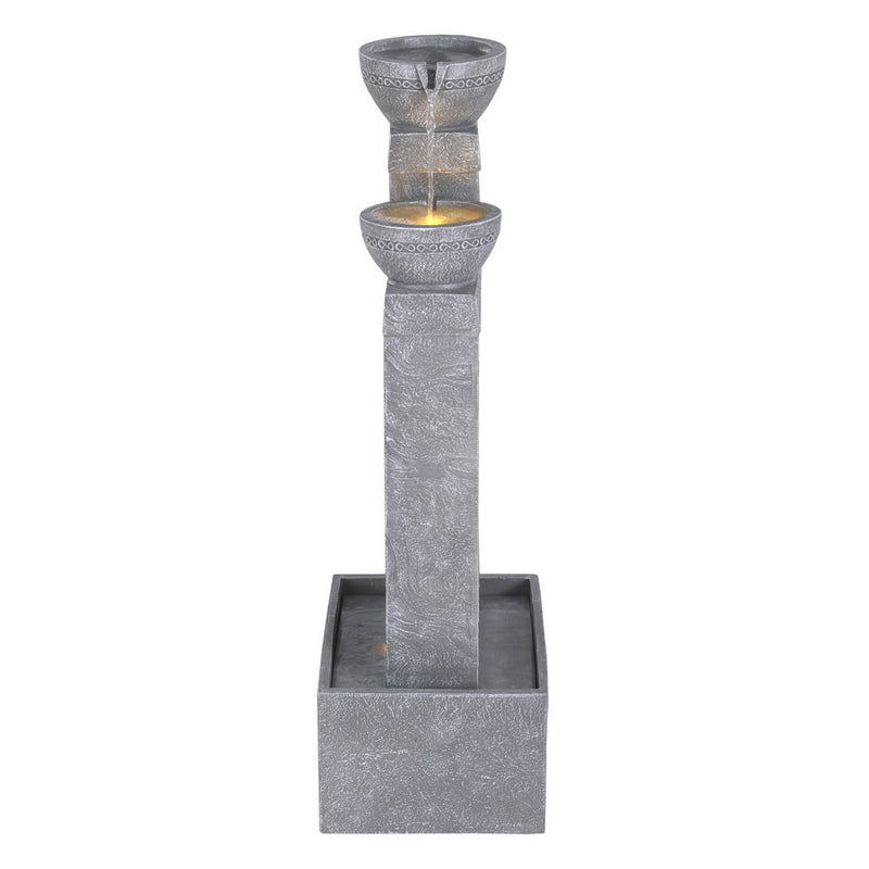 Gardeon Solar Fountain Water Feature Outdoor Fountain Indoor 3-Tier Cascading Grey