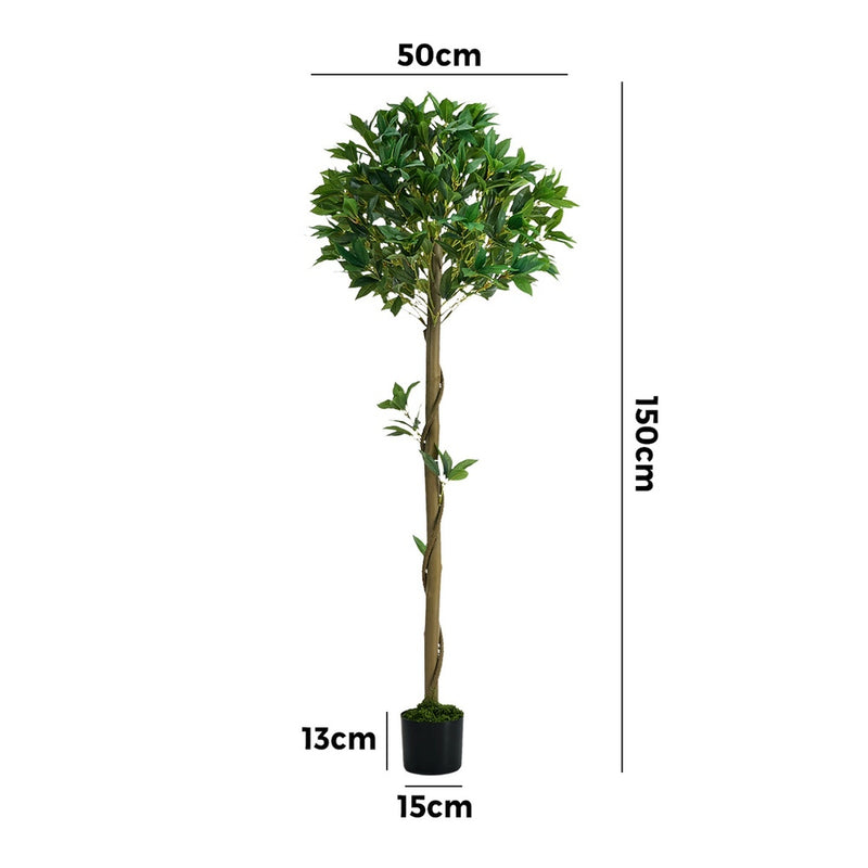 Livsip 150cm Artificial Bay Tree Laurel Ball Topiary Faux Plant