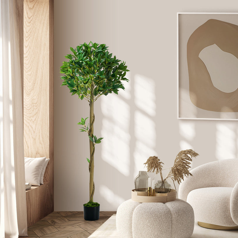Livsip 150cm Artificial Bay Tree Laurel Ball Topiary Faux Plant