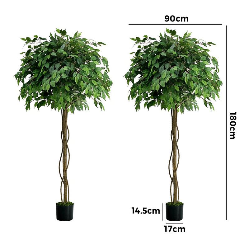 Livsip 2 Pack Ficus Tree 180cm Faux Plant Home Decor