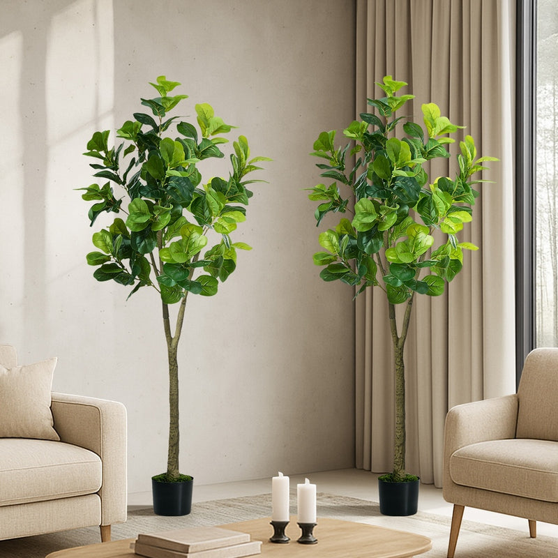 Livsip 2 Pack Fiddle Leaf Fig Tree 150cm Faux Plant