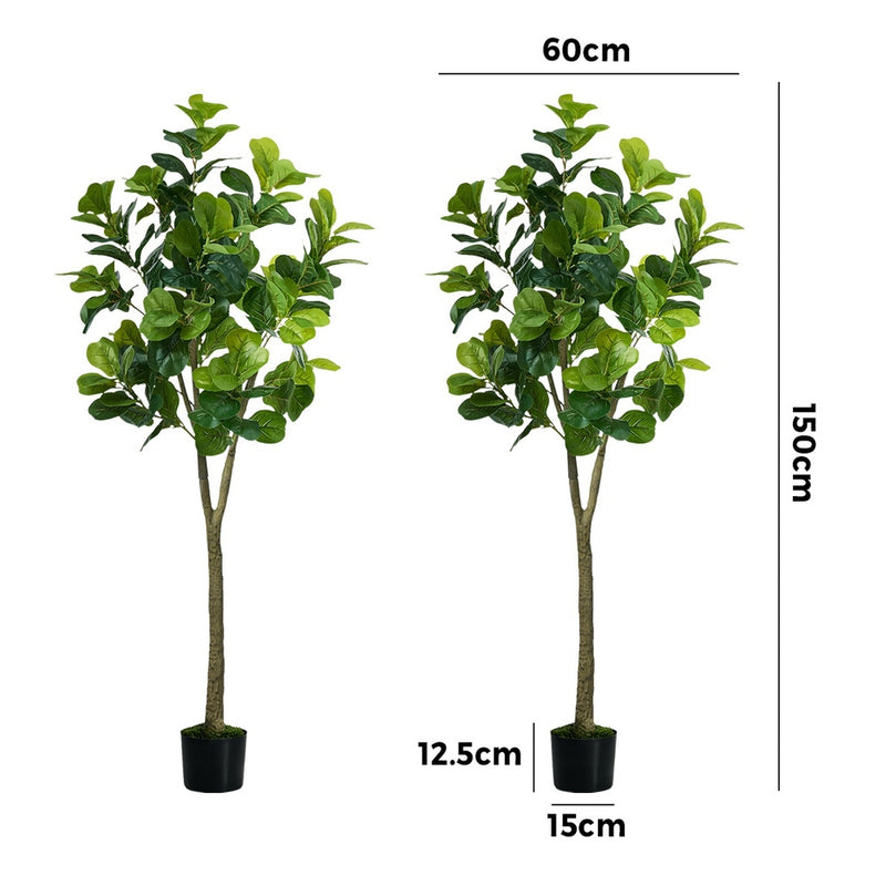 Livsip 2 Pack Fiddle Leaf Fig Tree 150cm Faux Plant