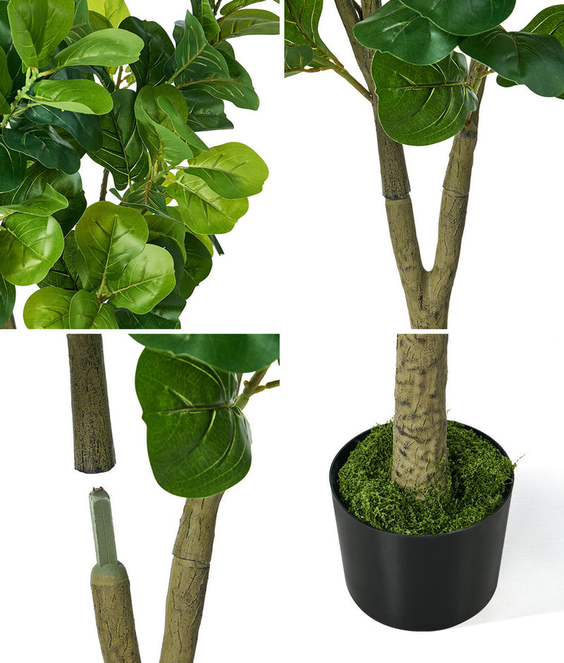 Livsip 2 Pack Fiddle Leaf Fig Tree 150cm Faux Plant