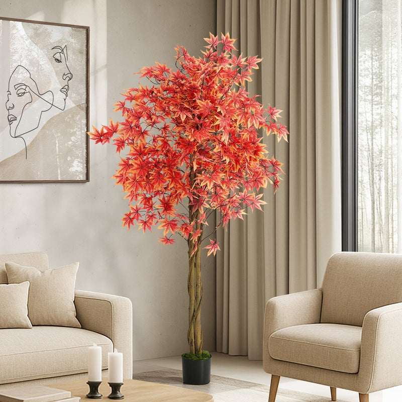 Livsip 180cm Red Maple Tree Faux Plant Home Decor