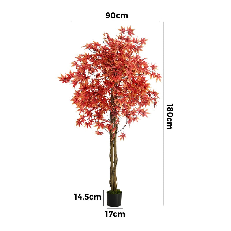 Livsip 180cm Red Maple Tree Faux Plant Home Decor