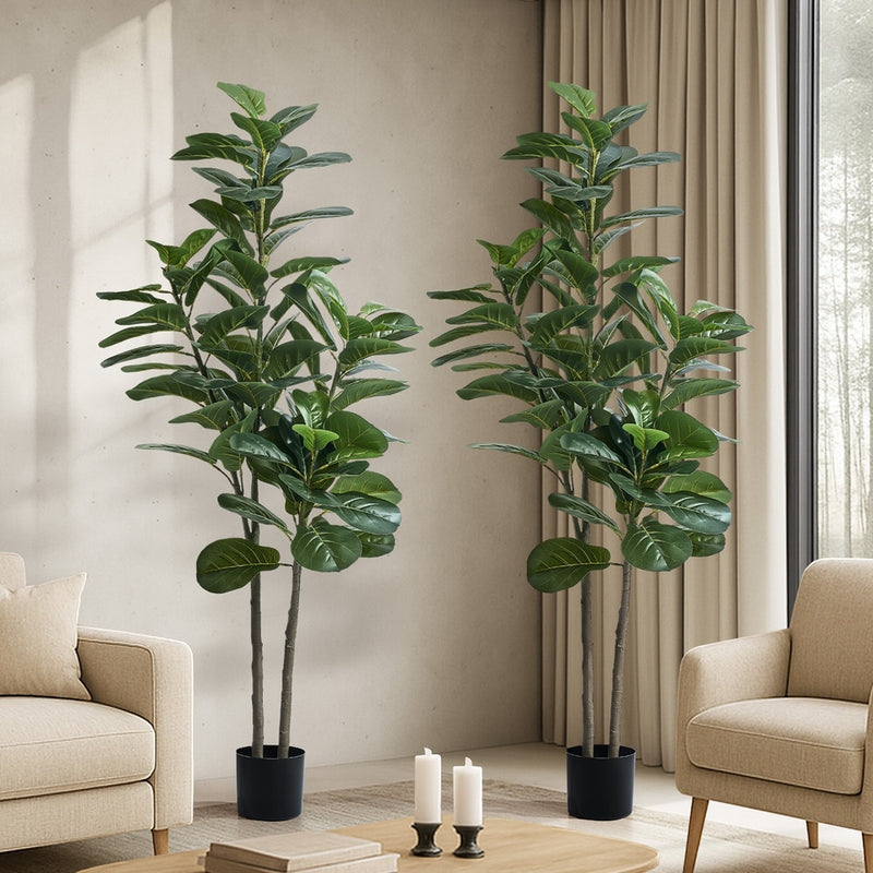 Livsip 2x Artificial Fiddle Leaf Fig Tree Lifelike Faux Plants 150cm