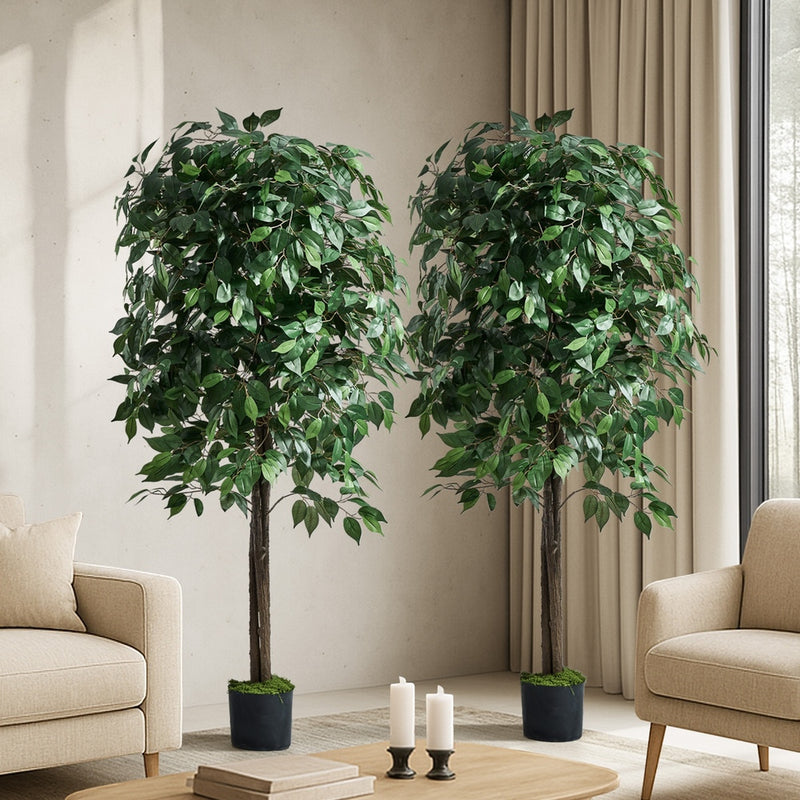 Livsip 2 Pack 150cm Artificial Ficus Tree Faux Potted Plants