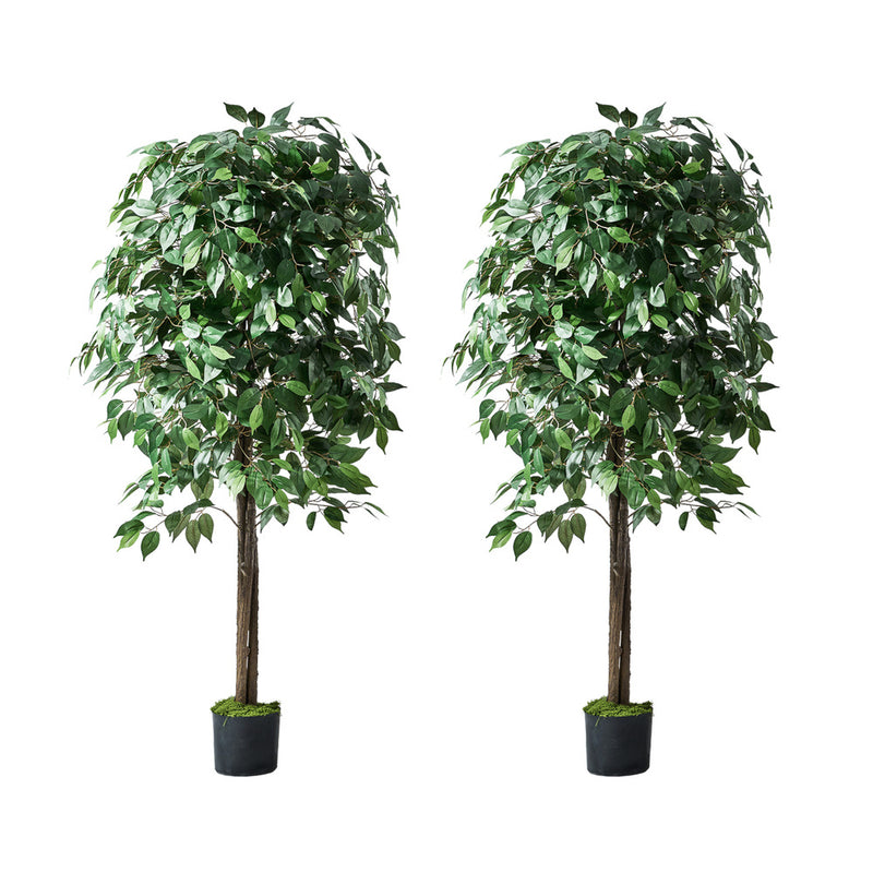 Livsip 2 Pack 150cm Artificial Ficus Tree Faux Potted Plants