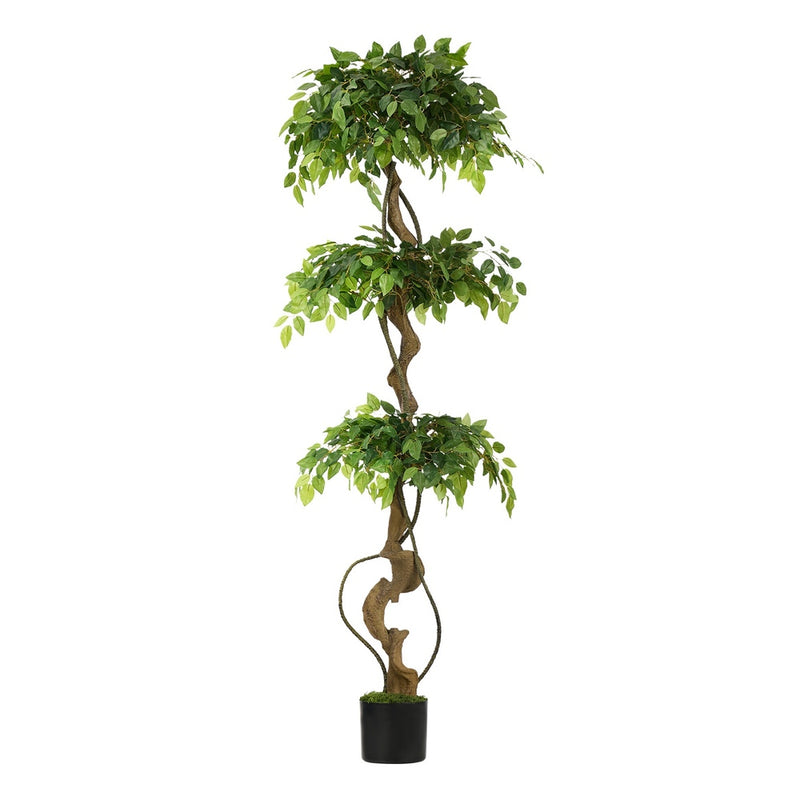 Livsip 180cm Artificial Ficus Tree Twisted Ficus Faux Potted Plant
