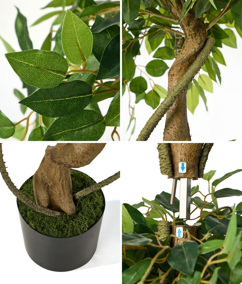 Livsip 180cm Artificial Ficus Tree Twisted Ficus Faux Potted Plant