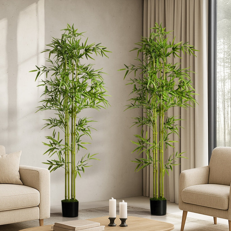 Livsip 2PC 180cm Artificial Bamboo Faux Potted Plant Home Garden Décor