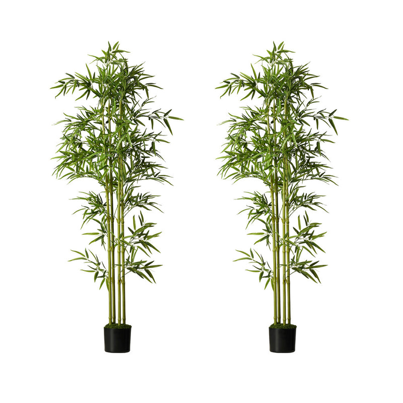 Livsip 2PC 180cm Artificial Bamboo Faux Potted Plant Home Garden Décor