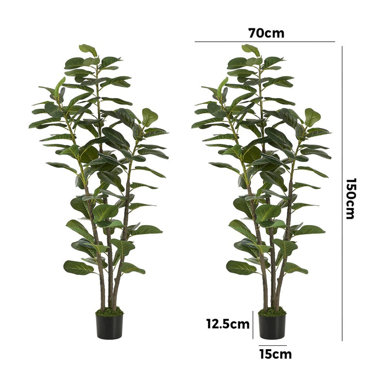 Livsip 2PC 150cm Artificial Fiddle Leaf Fig Tree Lifelike Potted Plant