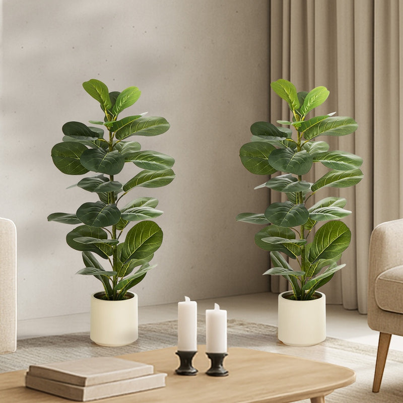 Livsip 2 Pack 90cm Fiddle Leaf Fig Tree Faux Plant Home Decor