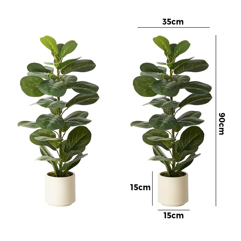 Livsip 2 Pack 90cm Fiddle Leaf Fig Tree Faux Plant Home Decor