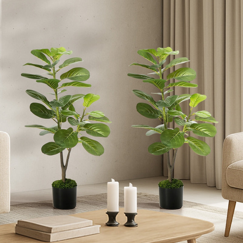 Livsip 2 Pack 95cm Fiddle Leaf Fig Tree Faux Plant Home Decor