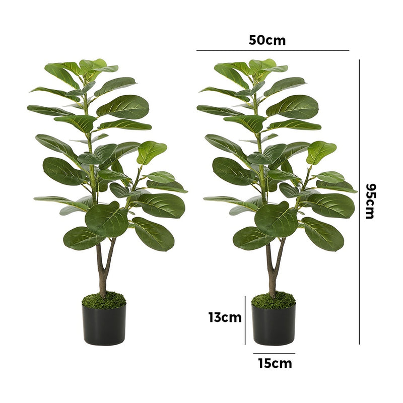 Livsip 2 Pack 95cm Fiddle Leaf Fig Tree Faux Plant Home Decor