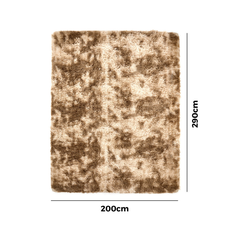 Oikiture Taupe Gradient Shaggy Rug Anti Slip Carpet 200X290cm