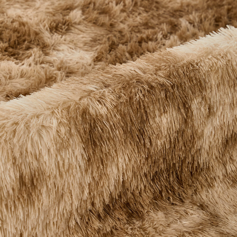 Oikiture Taupe Gradient Shaggy Rug Anti Slip Carpet 200X290cm