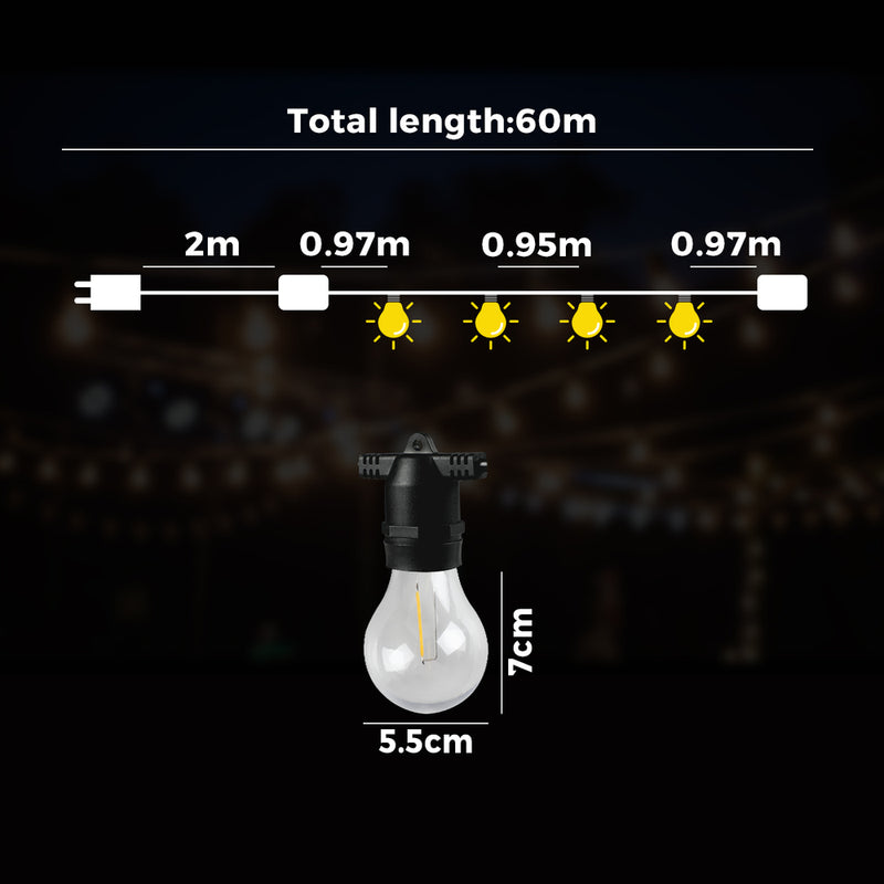 Mazam 60M Festoon String Lights LED Christmas Waterproof