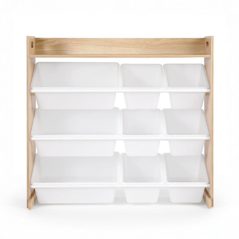Keezi Kids Toy Box 9 Bins Bookshelf Organiser Display Shelf Storage Rack Wooden