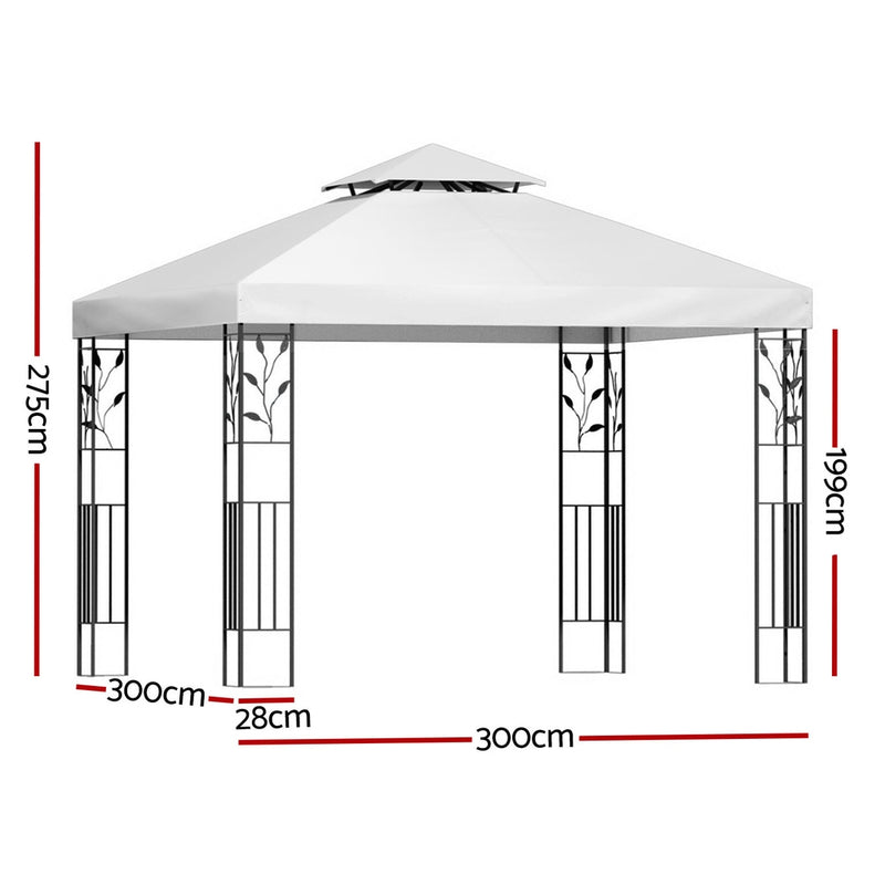 Instahut Gazebo 3x3m Marquee Outdoor Wedding Party Event Tent Home Iron Art Shade White