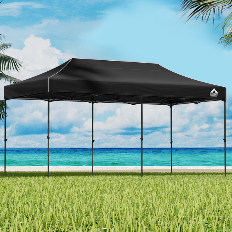 Instahut Gazebo Pop Up 3x6m w/Base Podx4 Marquee Folding Outdoor Wedding Camping Tent Shade Canopy Navy