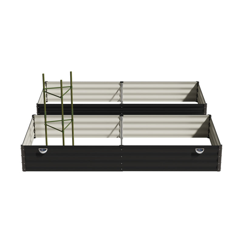 Livsip 2x Garden Bed 210x90x30cm LED Plant Stand Box Galvanise