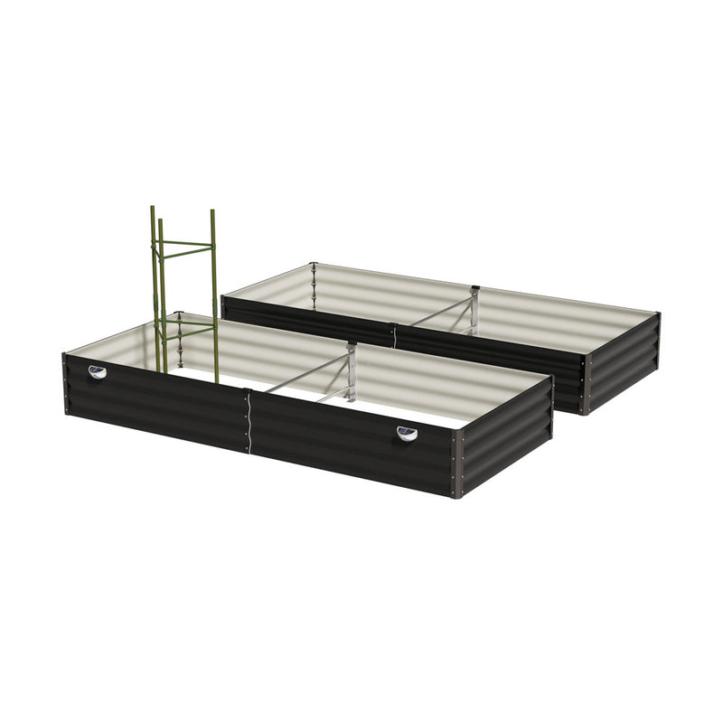 Livsip 2x Garden Bed 210x90x30cm LED Plant Stand Box Galvanise