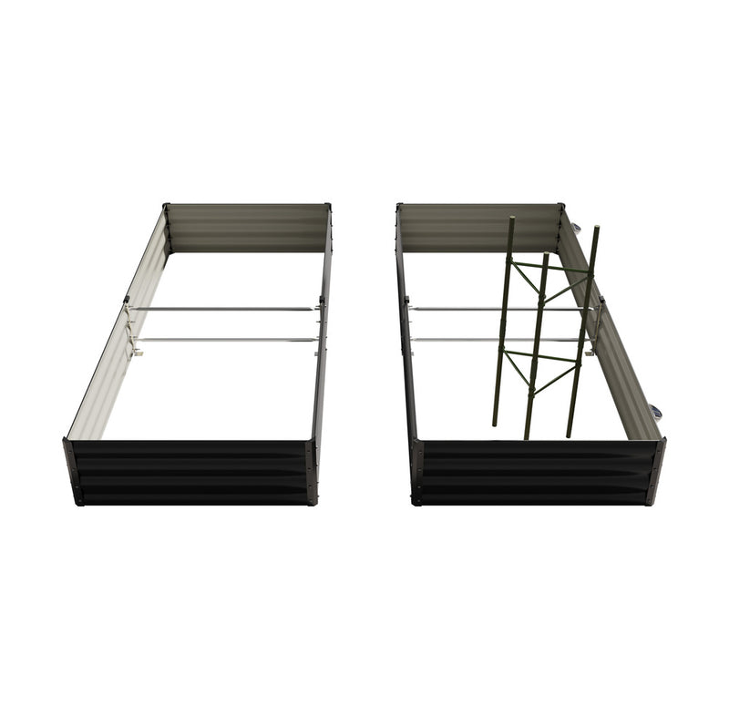 Livsip 2x Garden Bed 210x90x30cm LED Plant Stand Box Galvanise