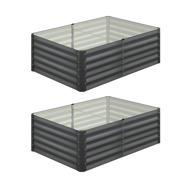 Livsip Garden Bed 160x80x45CM Galvanised Steel 2PCS