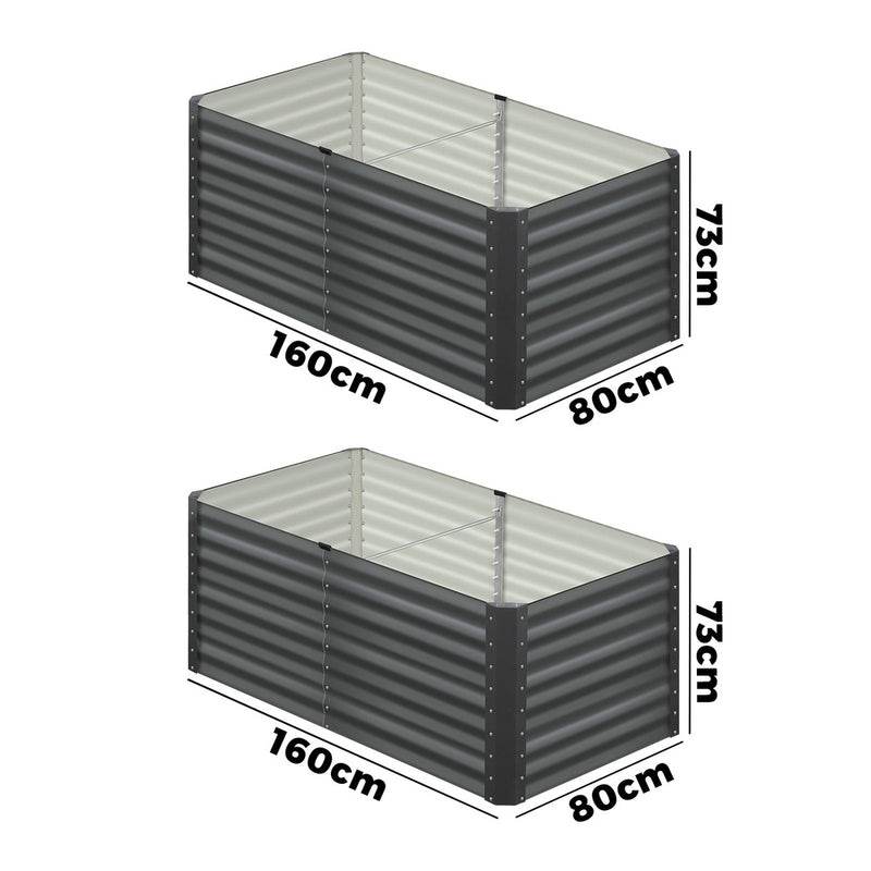 Livsip 160x80x73cm Garden Bed Galvanised Steel 4pcs