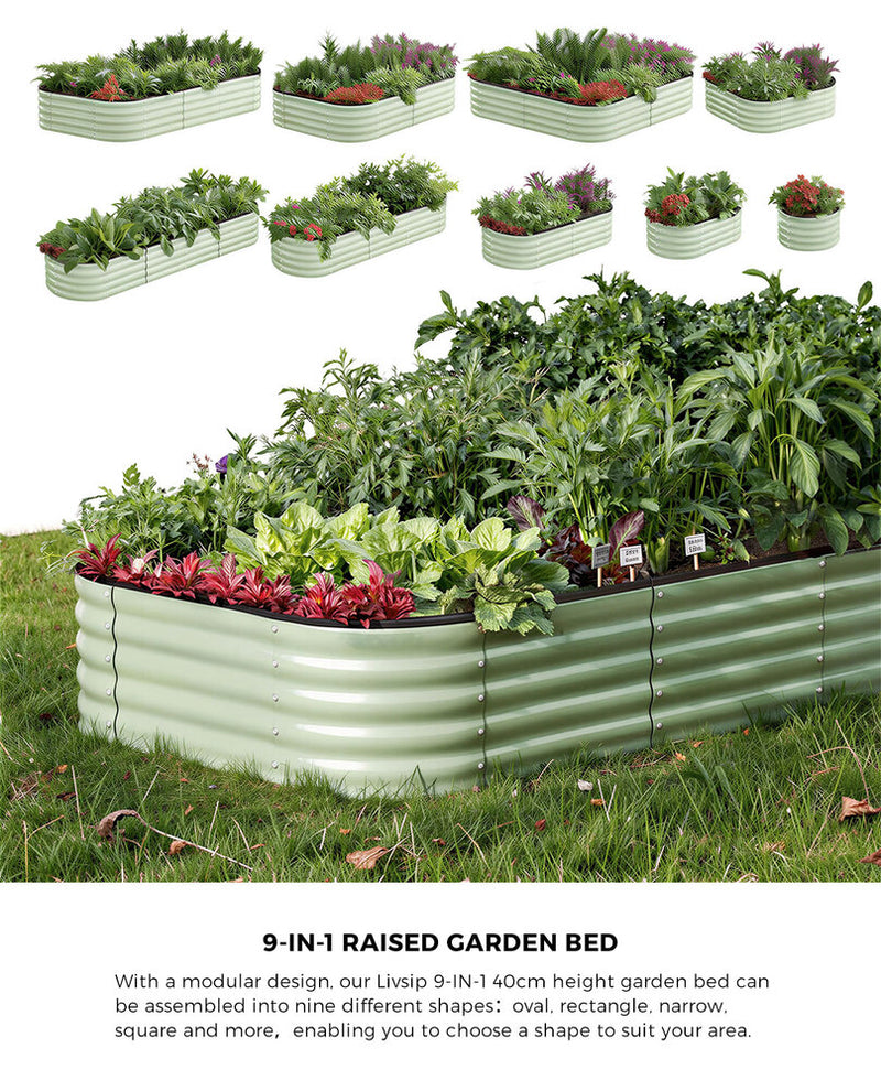 Livsip 9 In 1 Garden Bed Modular Container Galvanised Steel 40CM High