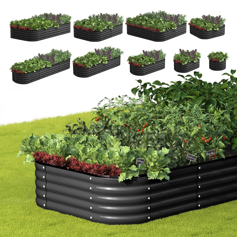 Livsip 9-IN-1 Raised Garden Bed Oval Galvanised Steel 40CM H