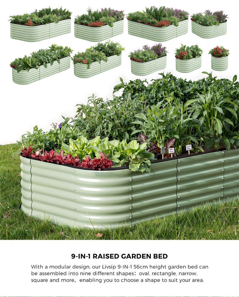 Livsip 9 In 1 Garden Bed Modular Container Galvanised Steel 56CM High
