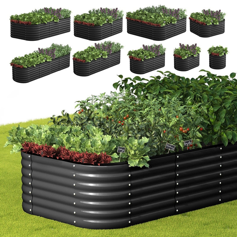 Livsip 9-IN-1 Raised Garden Bed Oval Galvanised Steel 56CM H