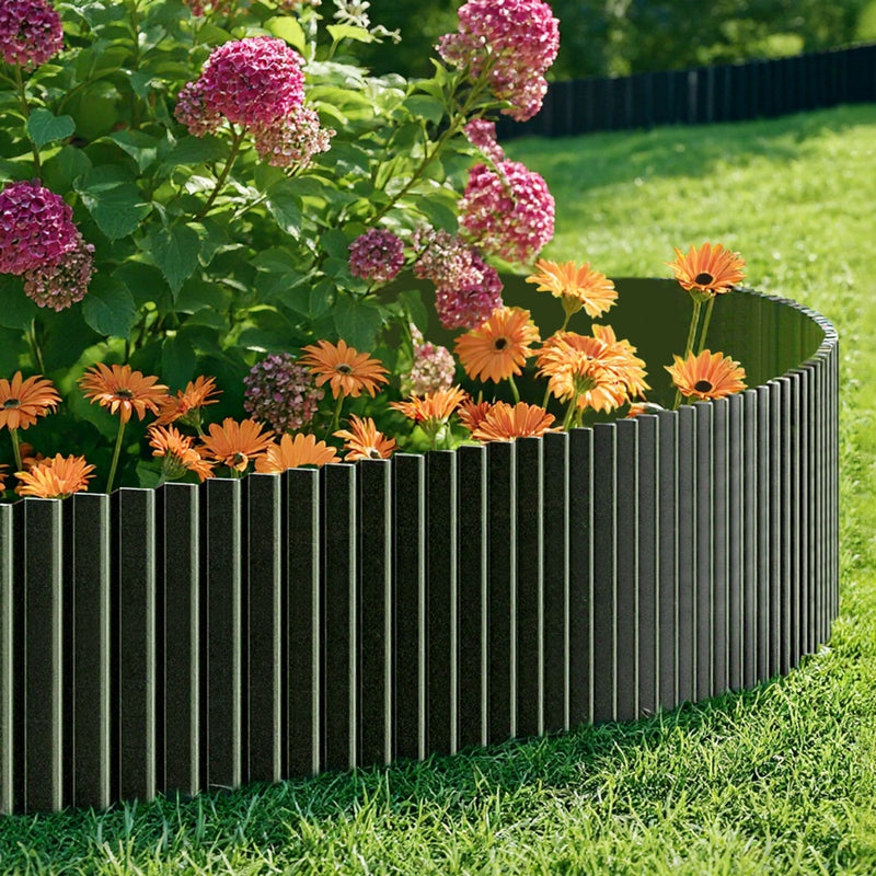 Livsip Garden Edging 10mx30cm Lawn Edge Border Fence Steel Black