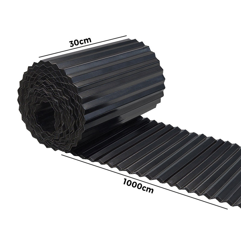 Livsip Garden Edging 10mx30cm Lawn Edge Border Fence Steel Black