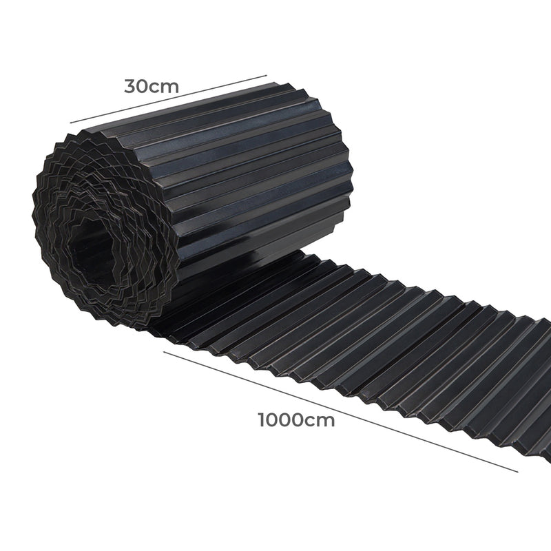 Livsip Garden Edging 10mx30cm Lawn Edge Border Fence Steel Black