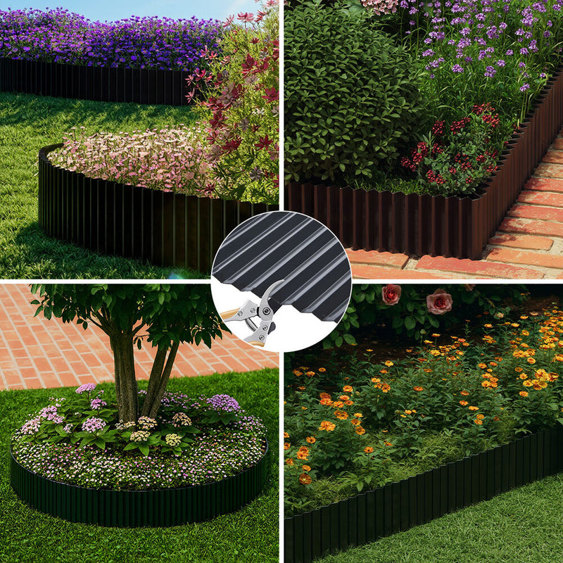 Livsip Garden Edging 10mx30cm Lawn Edge Border Fence Steel Black