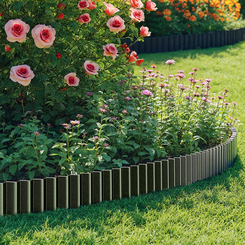 Livsip Garden Edging 20mx15cm Lawn Edge Border Fence Steel Black